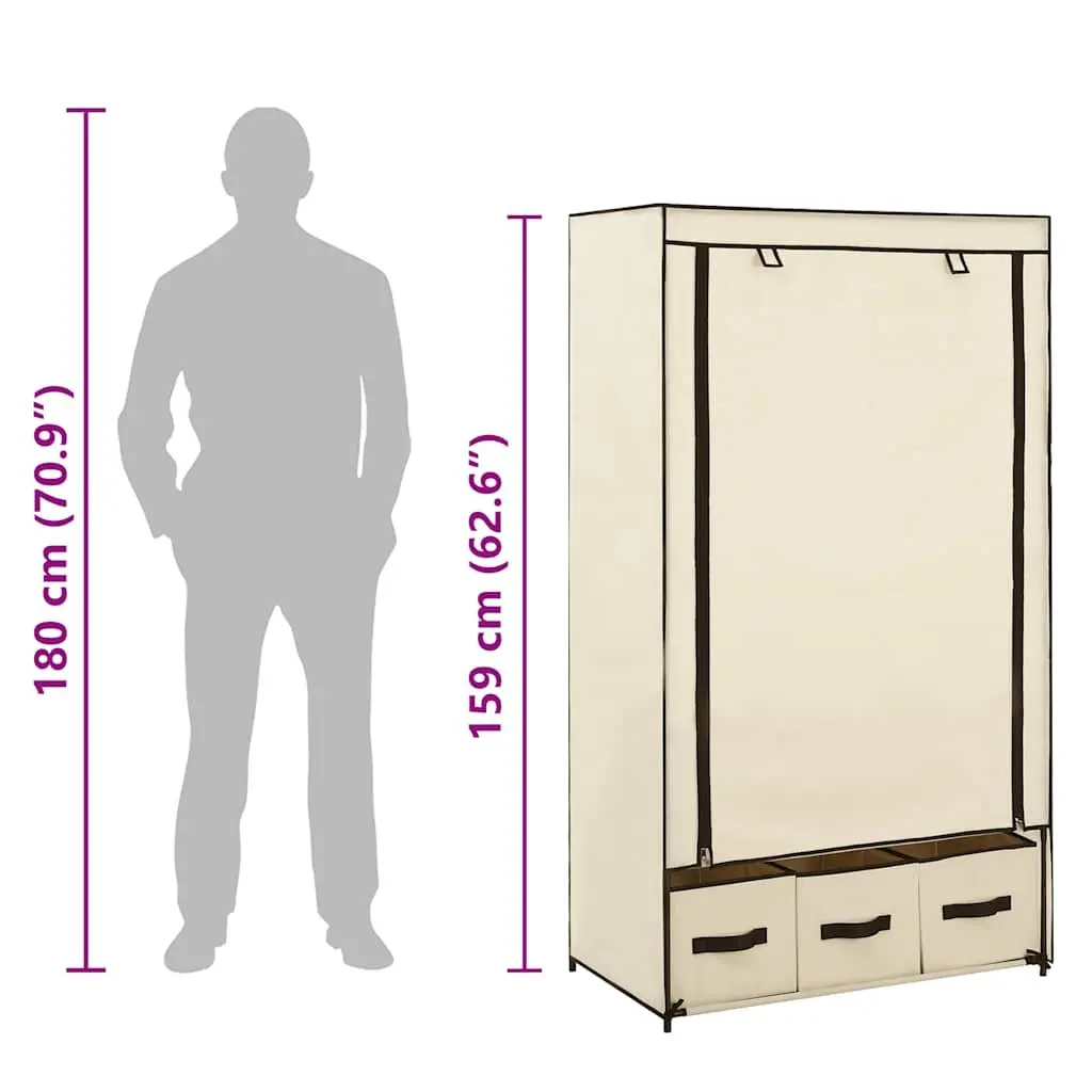 Fabric Wardrobe Portable Closet Storage Cabinet Collapsible Cream 87 x 49 x 159 cm