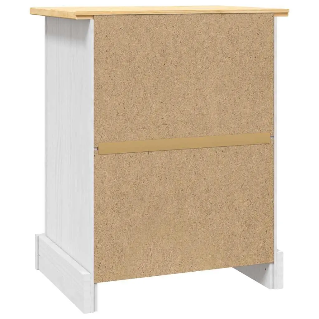 Bedside Table Compact Storage White Wooden Nightstand with Drawer Mexican Corona Style