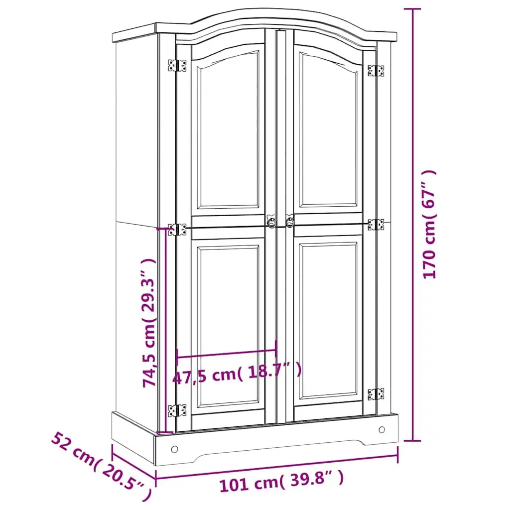 Wooden Wardrobe Storage Cabinet 2 Doors Comfort White