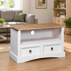 White TV Cabinet with Storage - 91x43x56cm