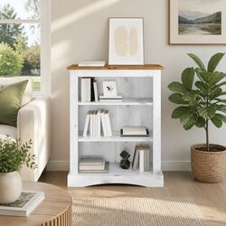 Sturdy 3-Tier White Wooden Bookcase for Efficient Storage