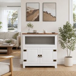 White TV Cabinet in Rustic Mexican Design