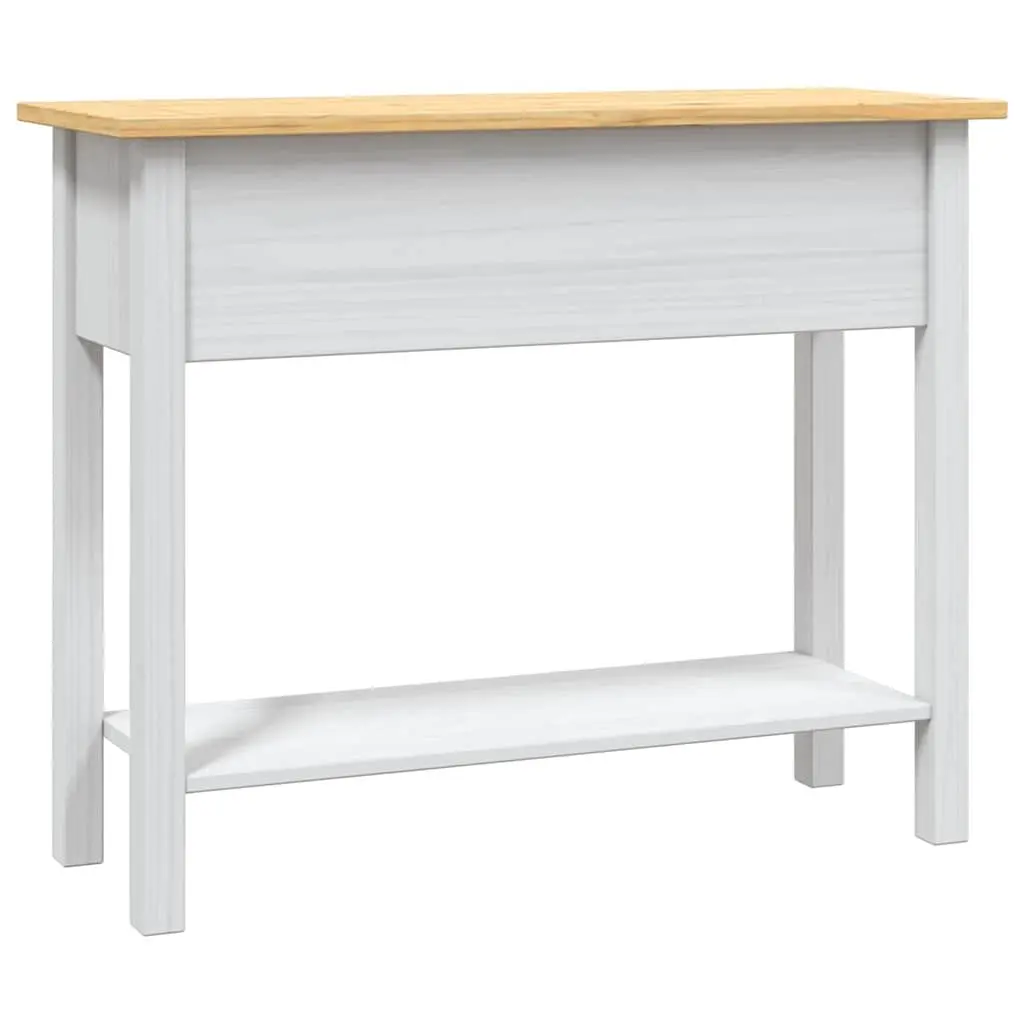 Console Table Rustic White Pinewood 2 Drawer 1 Shelf Mexican Corona Style