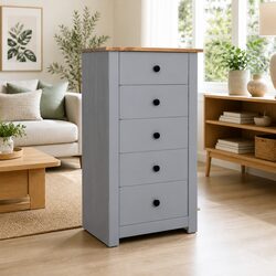 5 Drawer Sideboard Cabinet in Grey Pinewood