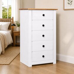 5 Drawer Storage Sideboard Cabinet in White