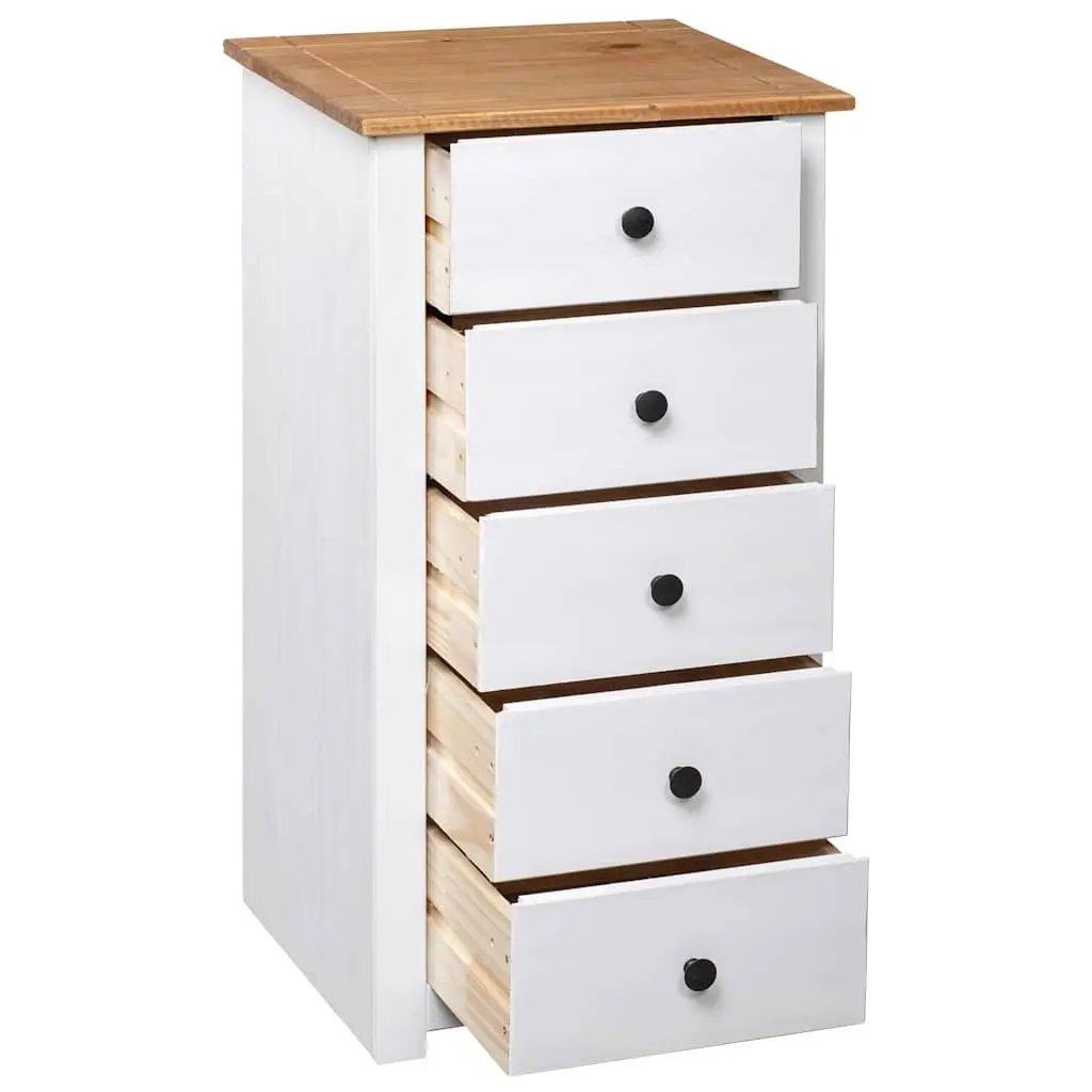 White Sideboard Storage Cabinet Solid Pinewood 5 Drawer 46x40x89cm Furniture