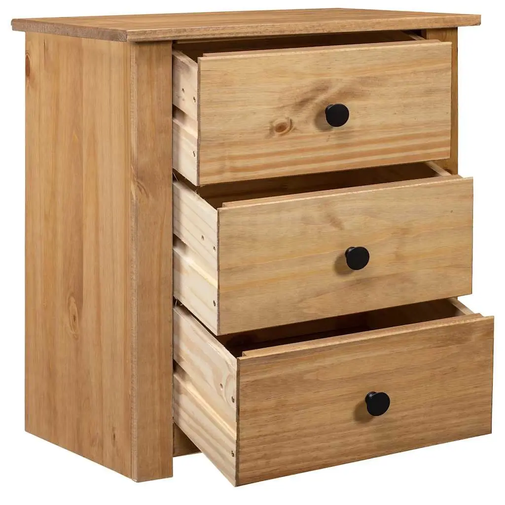 Bedside Table Solid Pine Wood 3 Drawer Storage Chest Brown
