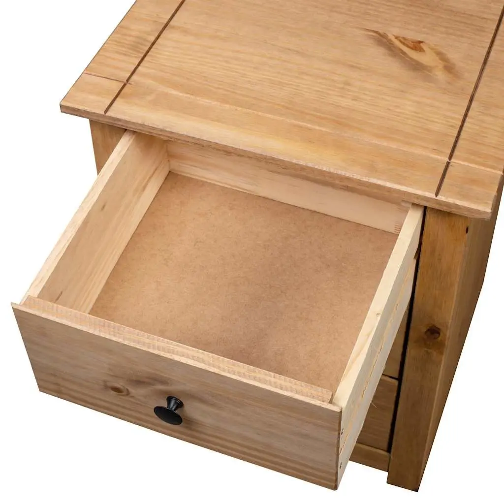 Bedside Table Solid Pine Wood 3 Drawer Storage Chest Brown