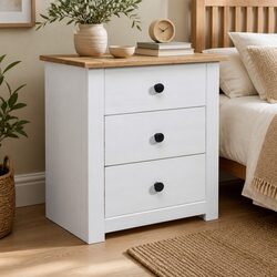 3-Drawer Bedside Cabinet White 46L x 40W x 57H cm