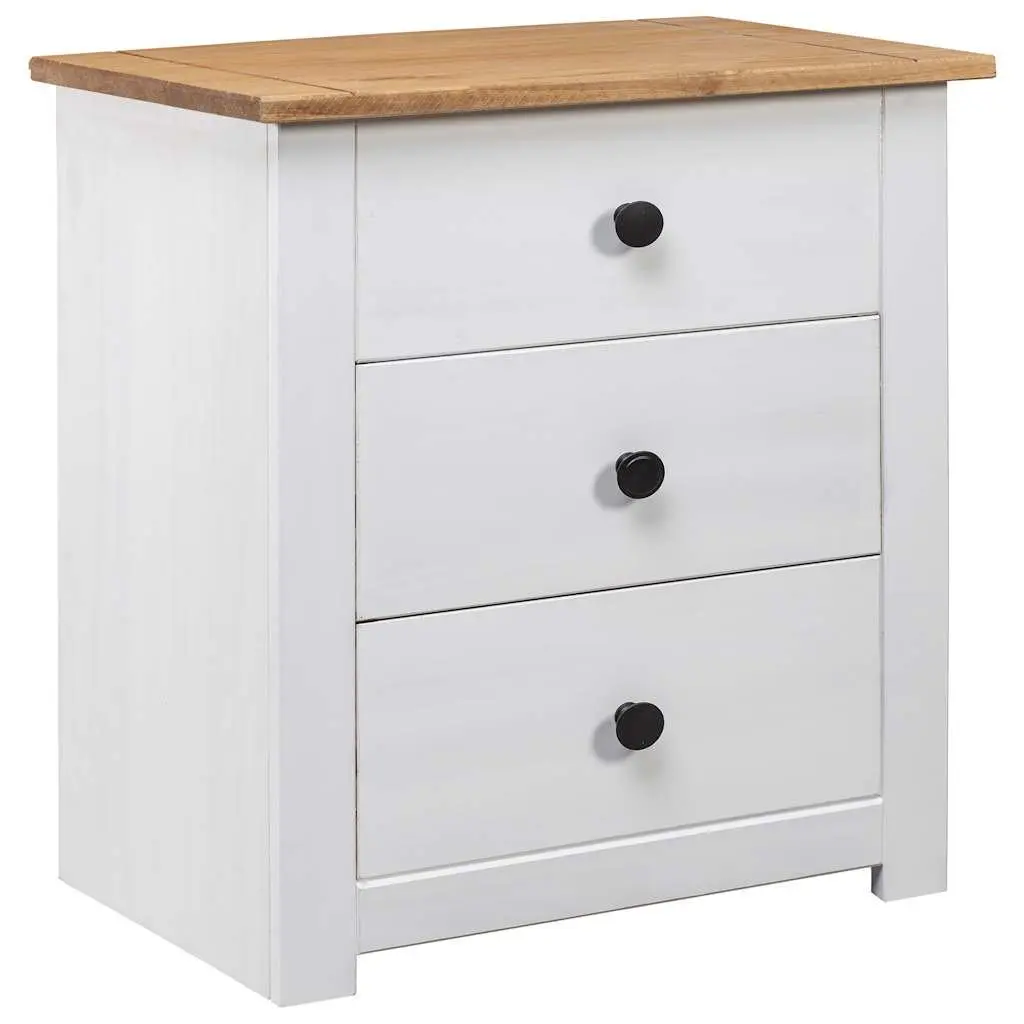 Wooden Nightstand 3 Drawer Storage Chest Sturdy White 46x40x57cm