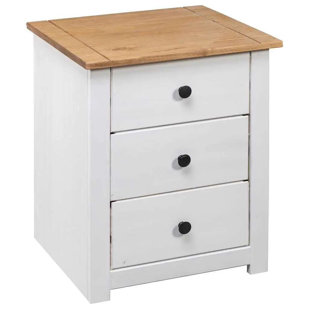 Wooden Nightstand 3 Drawer Storage Chest Sturdy White 46x40x57cm