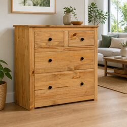 Wooden Sideboard 80x40x83 cm with 4 Storage Drawers