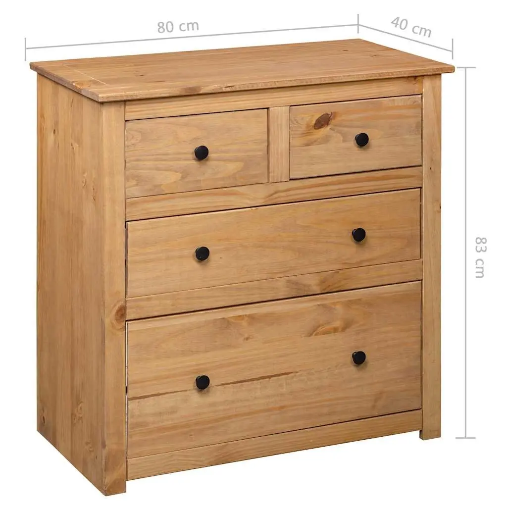 Sideboard Rustic Style 80x40x83 cm Brown Wooden Cabinet with 4 Drawers