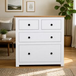 White Solid Pine Sideboard Storage Cabinet