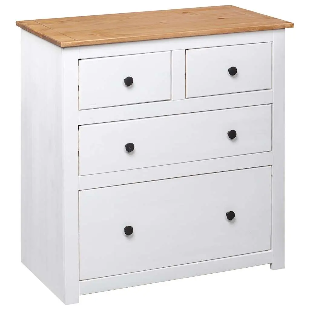 Sideboard Storage Cabinet Rustic 4 Drawers White 80W x 40D x 83H cm