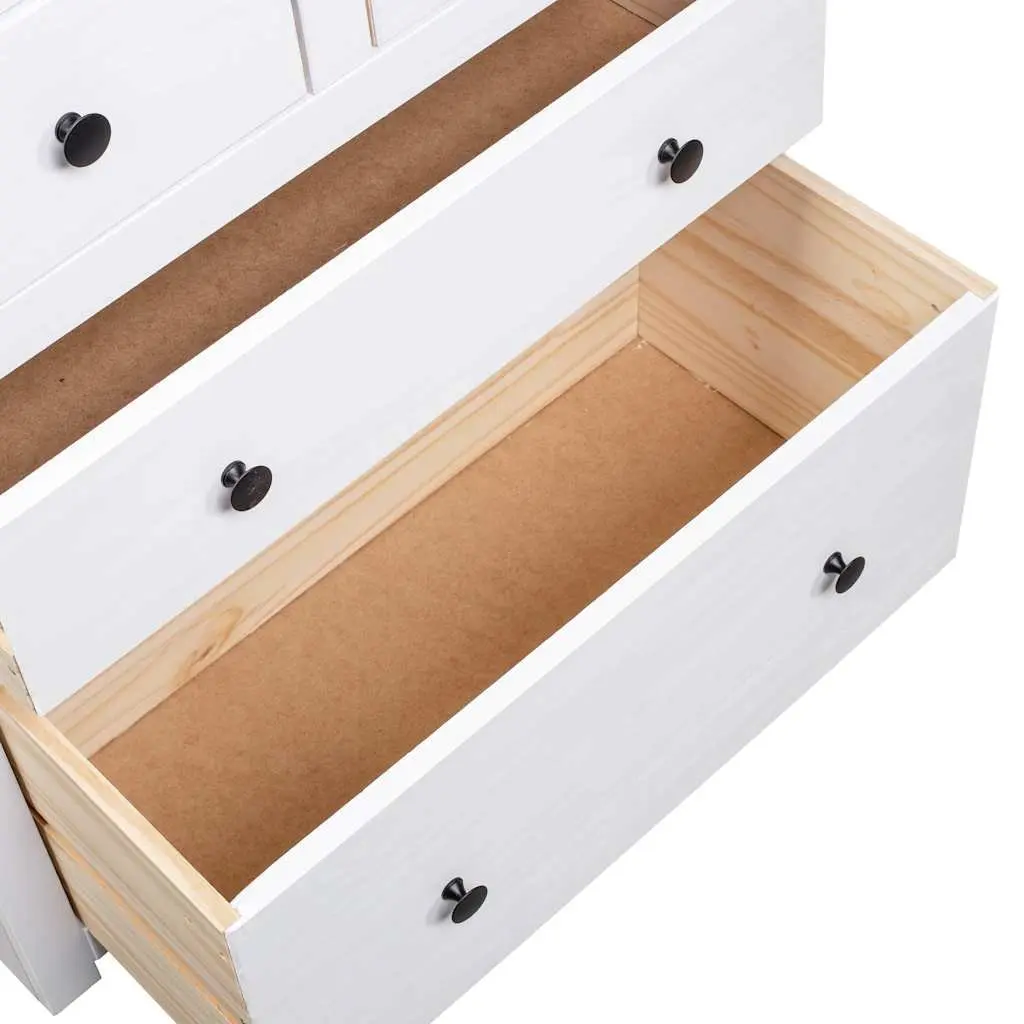 Sideboard Storage Cabinet Rustic 4 Drawers White 80W x 40D x 83H cm