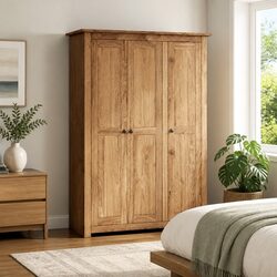3-Door Wardrobe with 4 Shelves and Hanger Bar