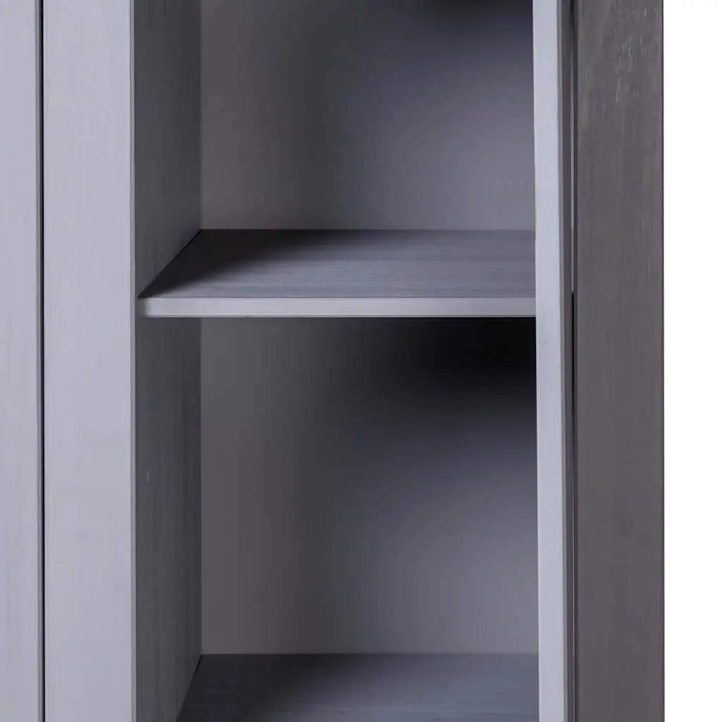 3-Door Wardrobe Grey Storage Cabinet Cupboard with Shelves Hanger Bar
