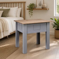 Grey Bedside Table Nightstand 50.5x50.5x52.5 cm in Pinewood