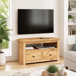 Solid Pinewood Corner TV Cabinet with Storage 93x49x49cm