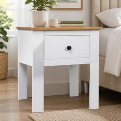 Pine Bedside Cabinet in White 46x40x57 cm