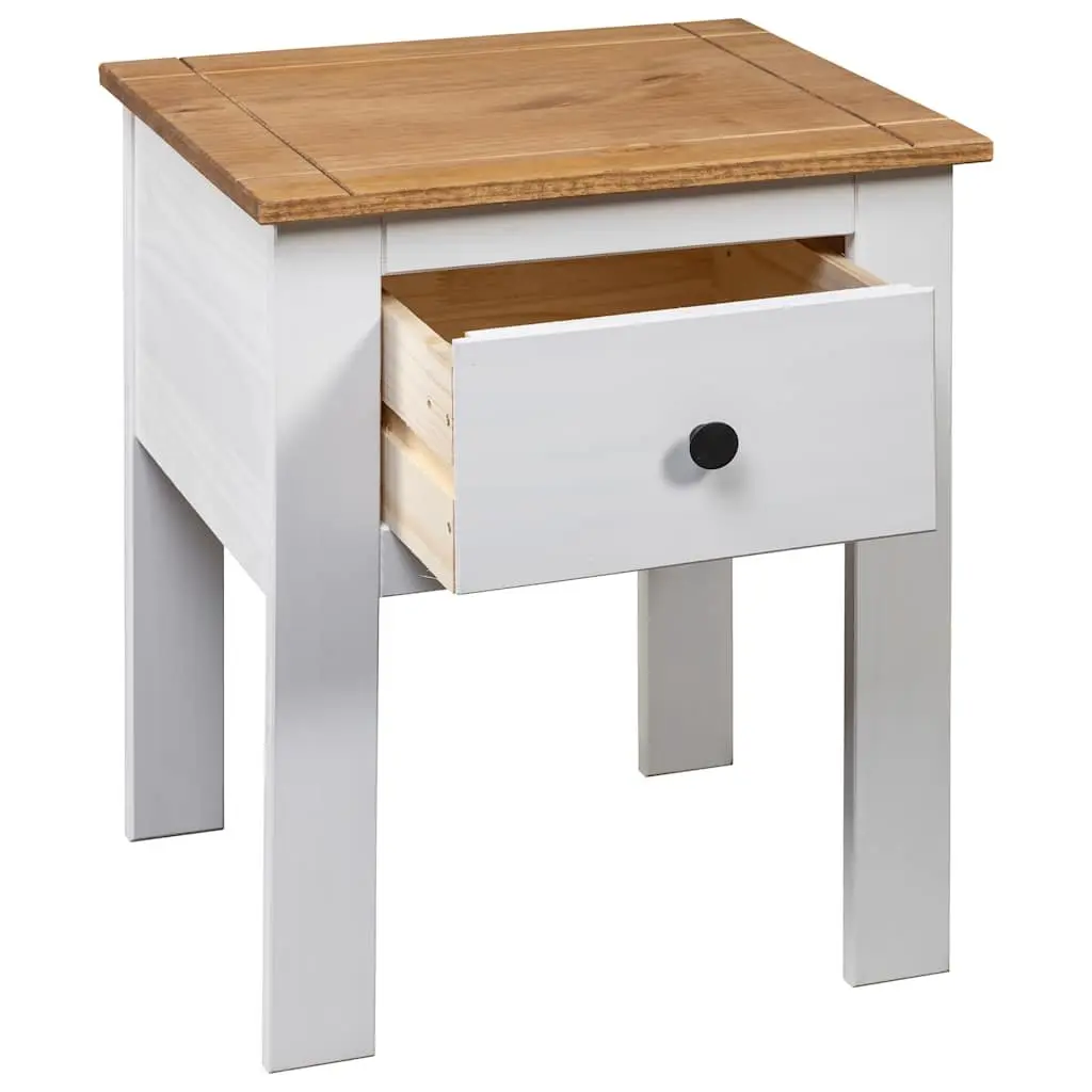 White Nightstand Storage Cabinet Solid Pine 46x40x57 cm Modern Bedside Table with Drawer