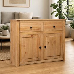 Solid Pinewood Sideboard 93x40x80 cm Brown Storage Unit