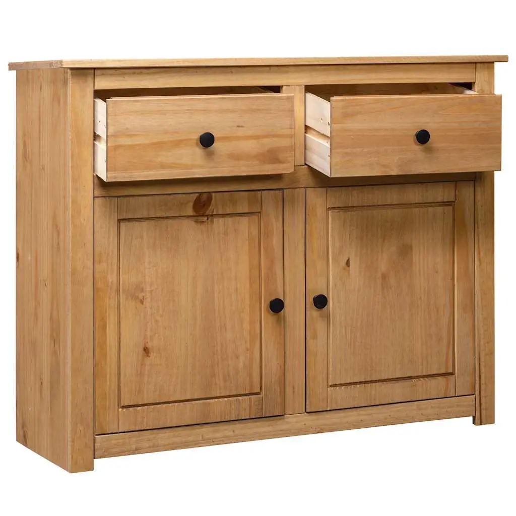Sideboard Rustic Solid Pinewood Storage Cabinet 93x40x80 cm Brown 2 Drawers 2 Doors