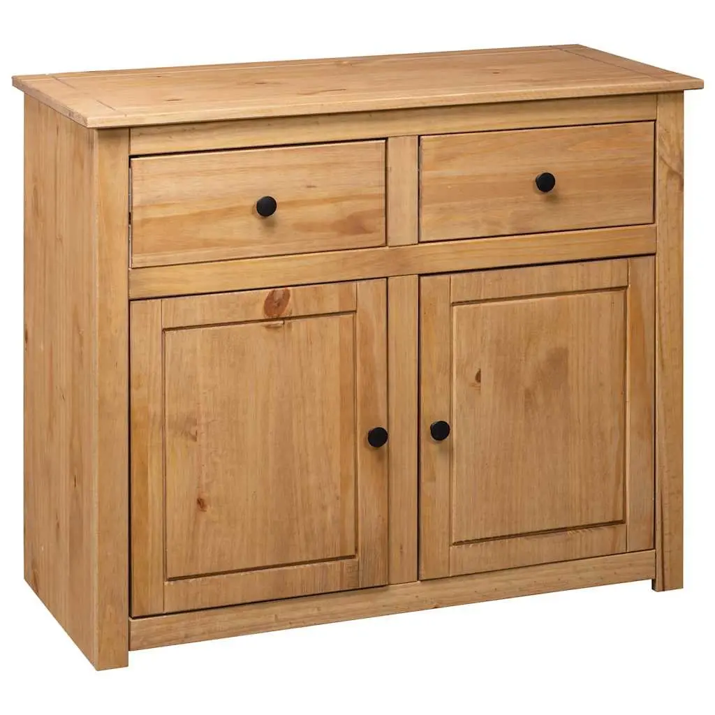 Sideboard Rustic Solid Pinewood Storage Cabinet 93x40x80 cm Brown 2 Drawers 2 Doors