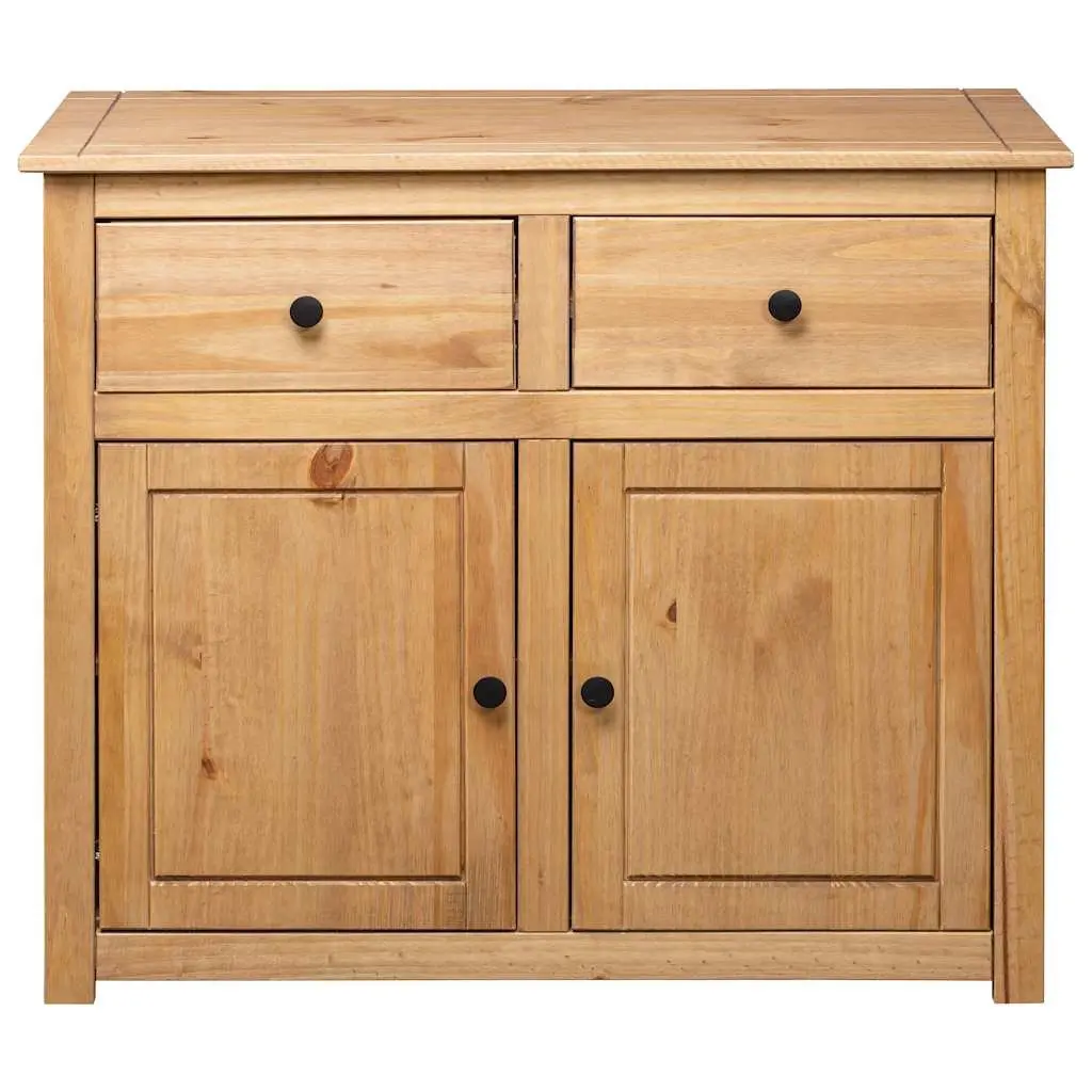 Sideboard Rustic Solid Pinewood Storage Cabinet 93x40x80 cm Brown 2 Drawers 2 Doors