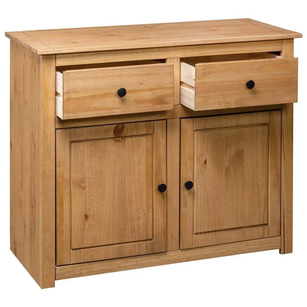 Sideboard Rustic Solid Pinewood Storage Cabinet 93x40x80 cm Brown 2 Drawers 2 Doors