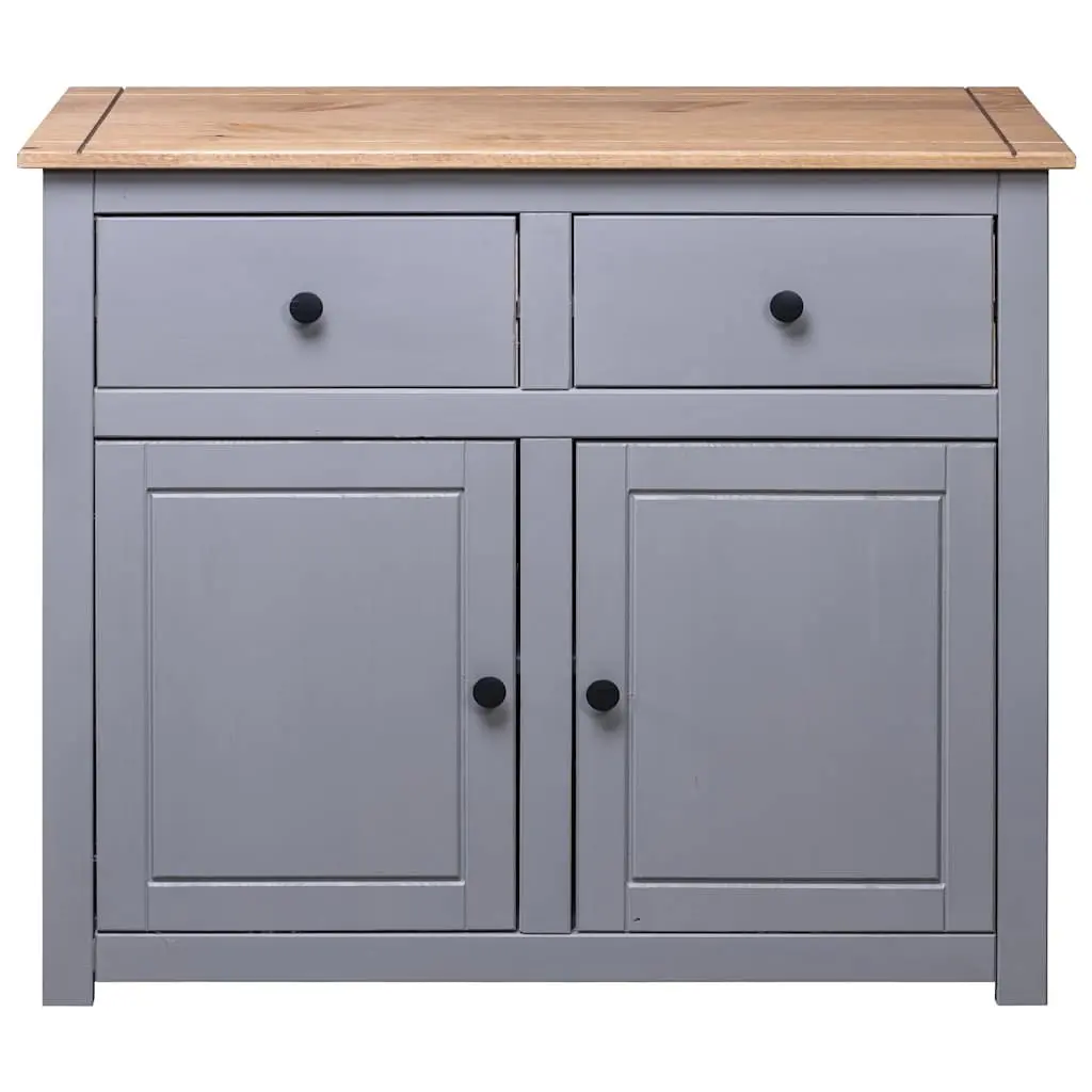 Sideboard Grey Rustic Solid Pinewood Storage Cabinet 93x40x80 cm with Drawers and Doors