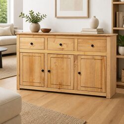 Solid Pinewood Storage Sideboard 135x40x80 cm Brown