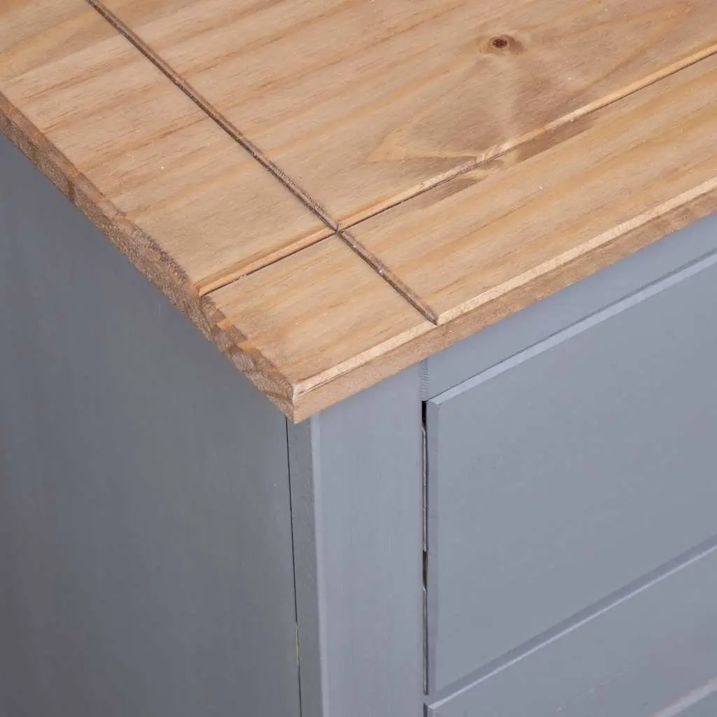 Sideboard Storage Cabinet Solid Pinewood Grey 3 Drawer 135cm