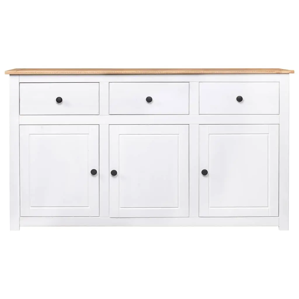 Sideboard Solid Pinewood 3 Drawer Storage Unit White