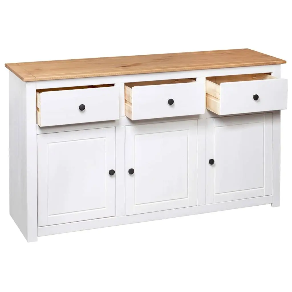 Sideboard Solid Pinewood 3 Drawer Storage Unit White