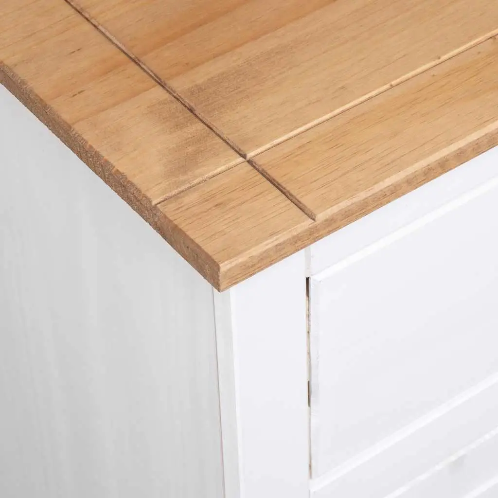 Sideboard Solid Pinewood 3 Drawer Storage Unit White