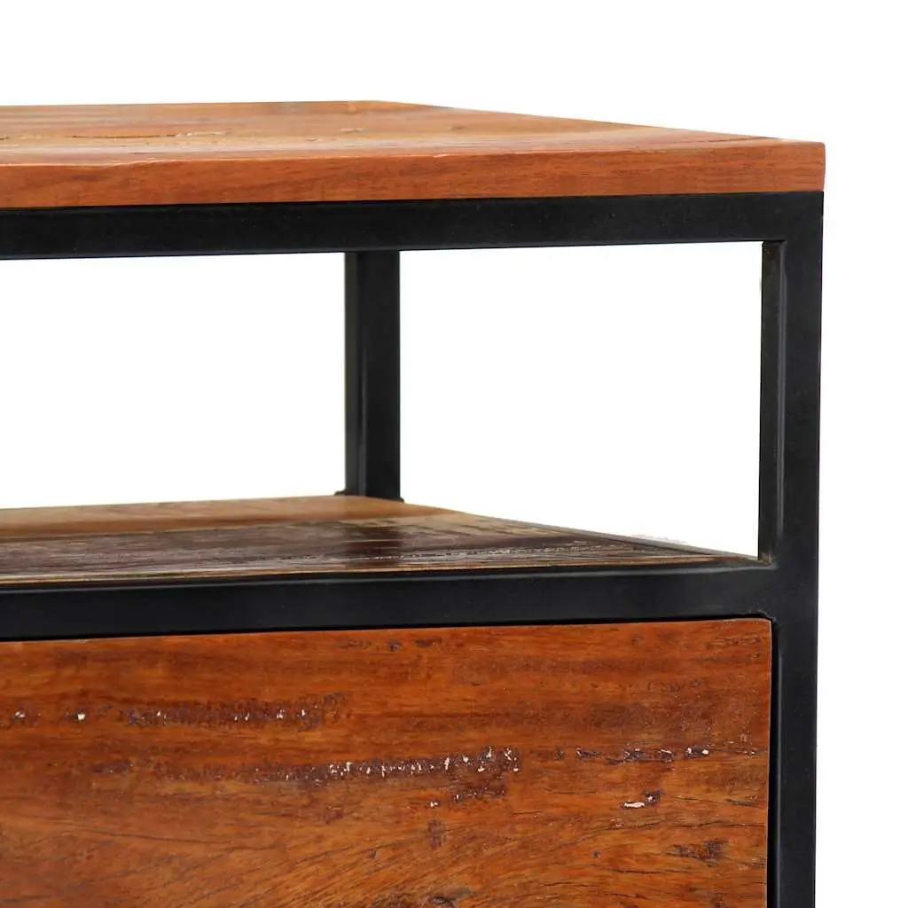 Bedside Cabinet Solid Reclaimed Wood Powder-coated Steel Frame 40x30x50cm Brown