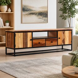 120x30x40 cm TV Cabinet in Reclaimed Wood and Steel