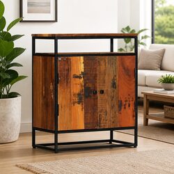 Solid Reclaimed Wood Side Cabinet 60x35x76cm