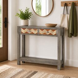 Grey Console Table 86x30x76cm Solid Mango Wood