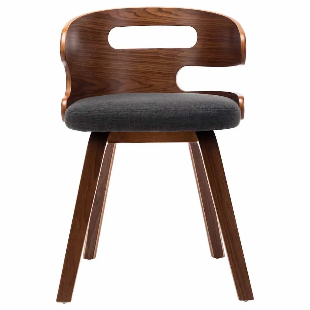 Dining Chairs Soft Fabric Upholstered Grey Bent Wood Frame Set of 2