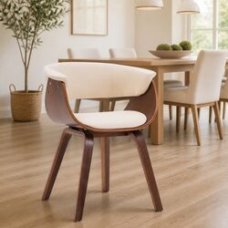 Dining Chair with Bent Wood Frame and Faux Leather