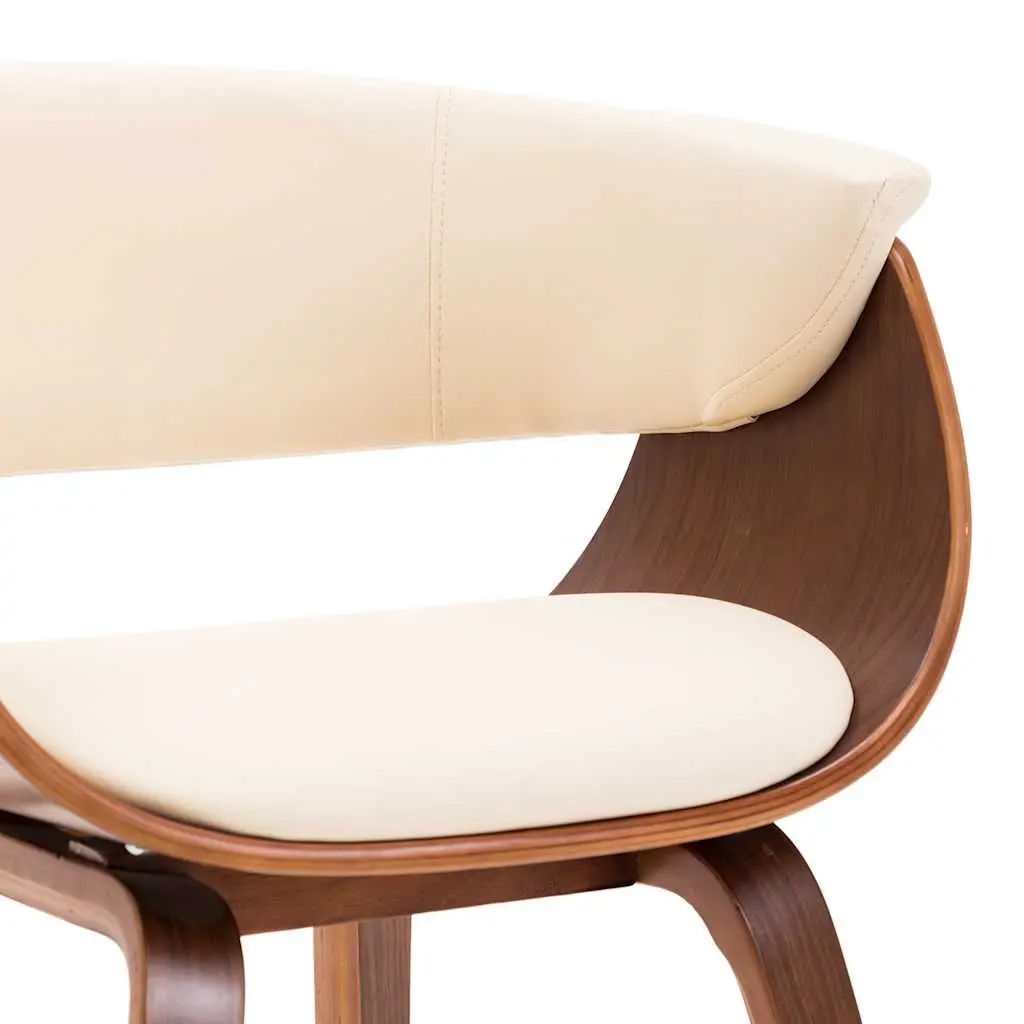 Cream Faux Leather Upholstered Dining Chair with Bent Wood Frame for Kitchen and Casual Living Spaces