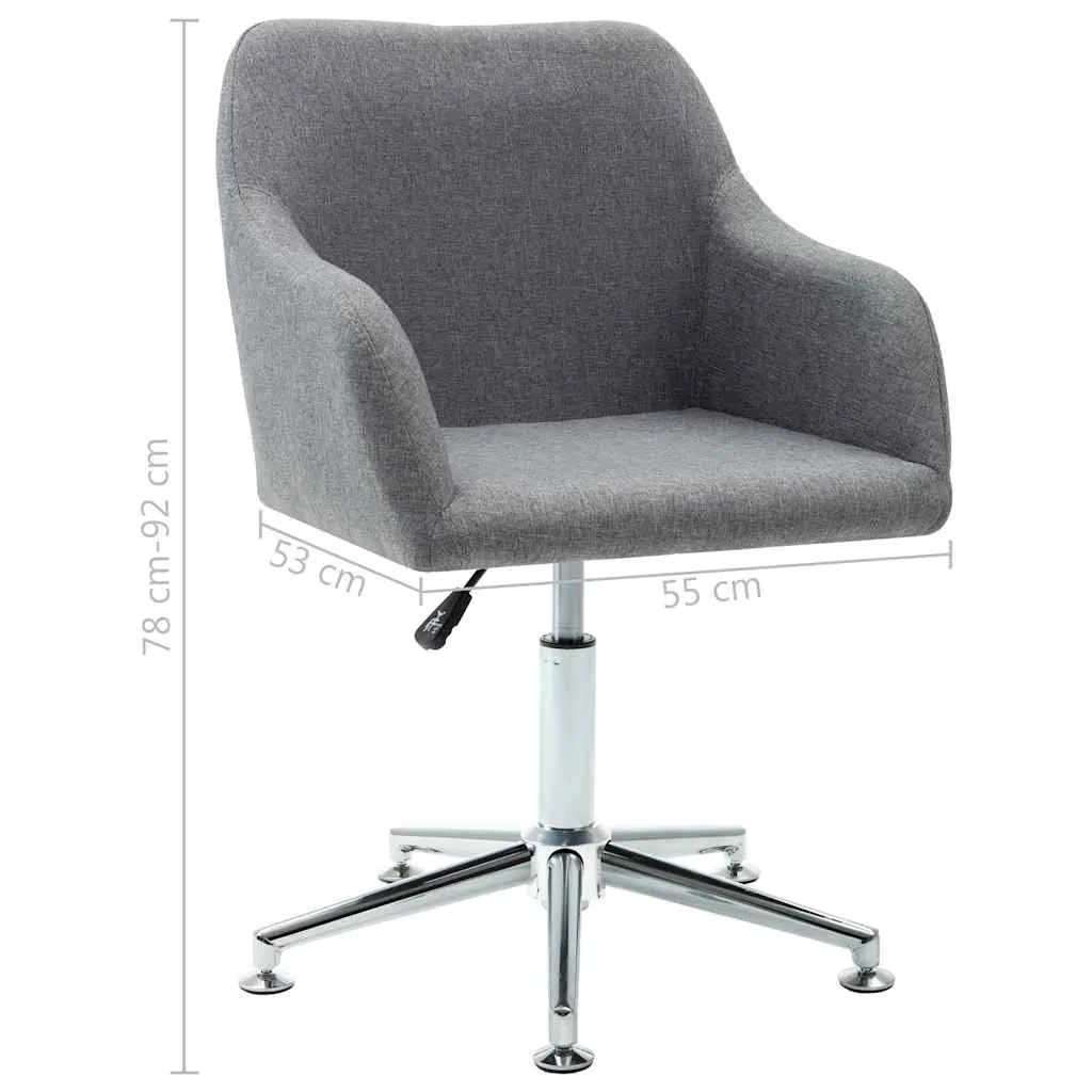 Swivel Dining Chair Ergonomic Height Adjustable Grey Fabric