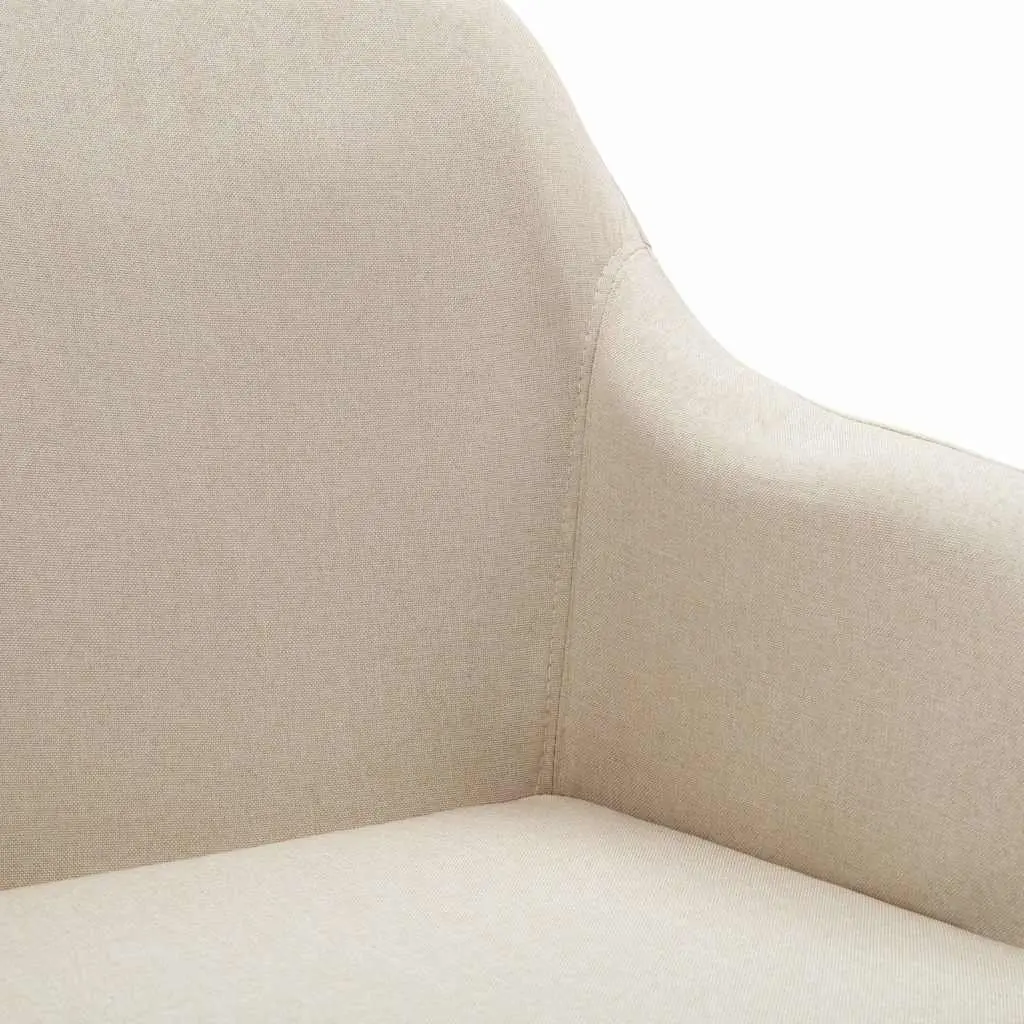 Ergonomic Swivel Chair Height Adjustable Cream Fabric for Dining Room Kitchen Lounge