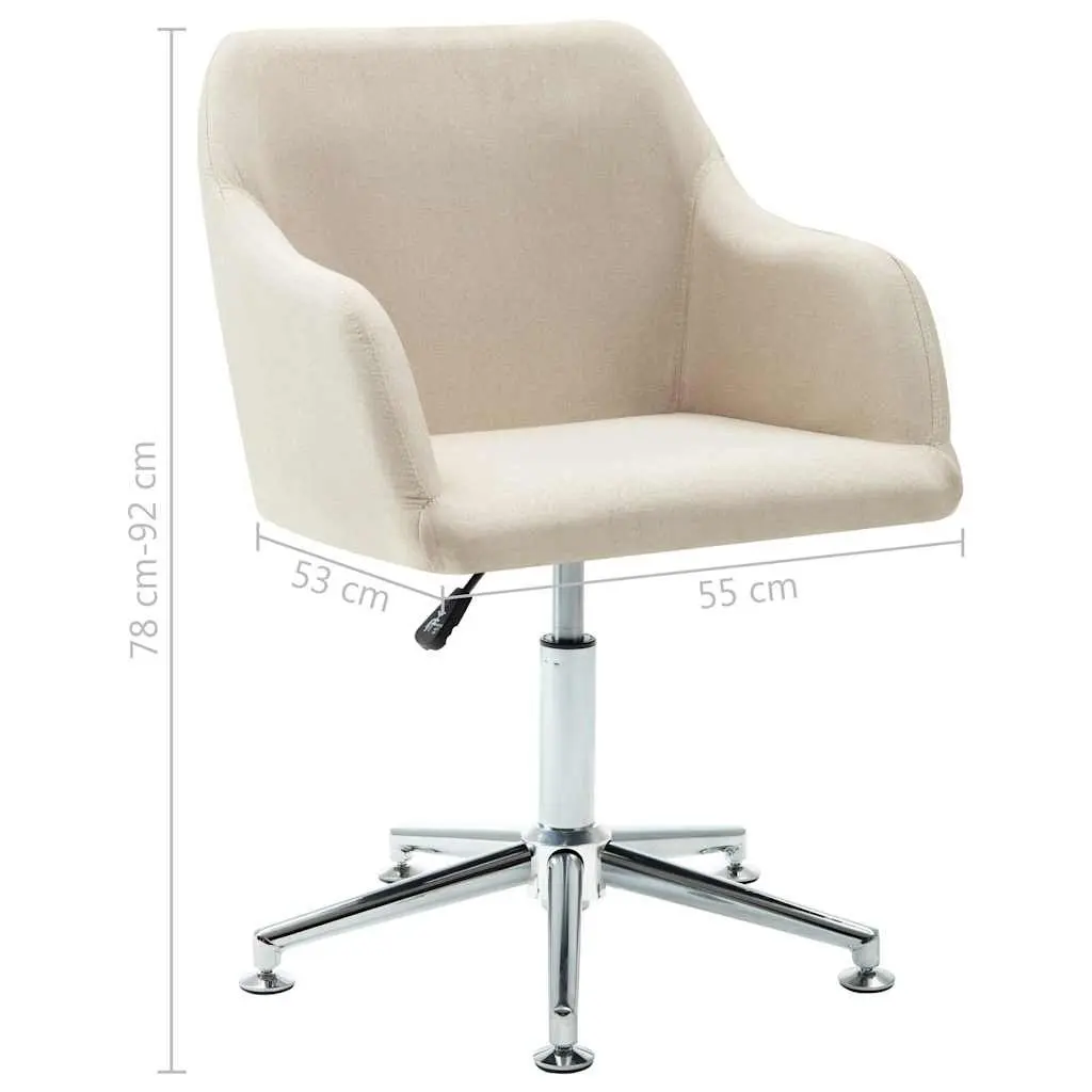 Ergonomic Swivel Chair Height Adjustable Cream Fabric for Dining Room Kitchen Lounge