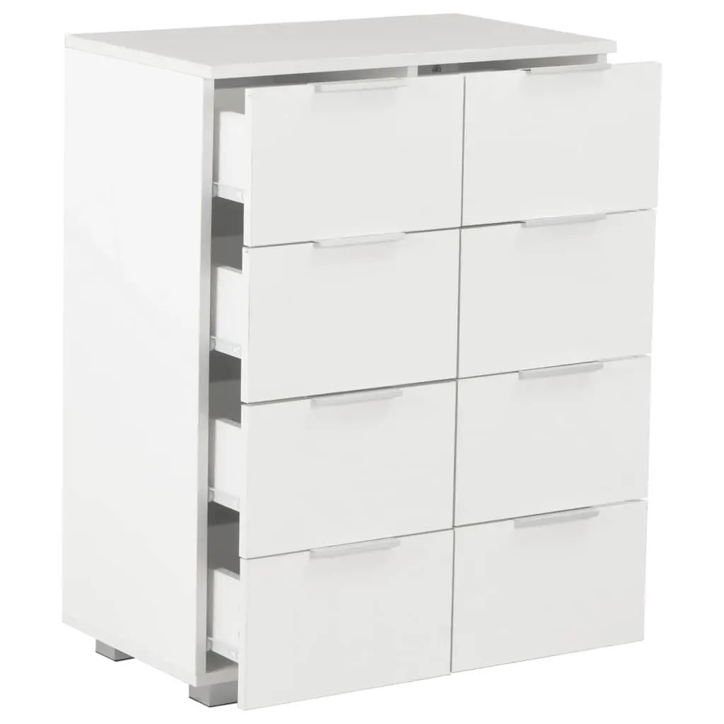 8 Drawer High Gloss White Sideboard Storage Cabinet Bedroom Furniture