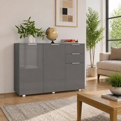 High Gloss Storage Cabinet Sideboard in Grey