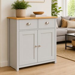 Engineered Wood Grey Sideboard Cabinet with Storage